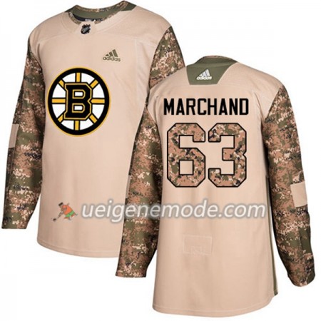 Herren Eishockey Boston Bruins Trikot Brad Marchand 63 Adidas 2017-2018 Camo Veterans Day Practice Authentic
